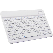Ultra-Slim Bluetooth Keyboard Portable Mini Wireless Keyboard Rechargeable for Apple iPad iPhone Samsung Tablet Phone Smartphone (10 inch White)