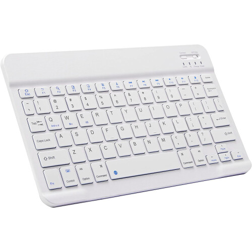 Ultra-Slim Bluetooth Keyboard Portable Mini Wireless Keyboard Rechargeable for Apple iPad iPhone Samsung Tablet Phone Smartphone (10 inch White)