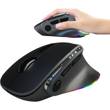 (Black) Ergonomic Mouse Large Middle Hands Dual Mode(Bluetooth+USB)Rechargeable Vertical Carpal Tunnel Bluetooth Wireless Mouse Gift