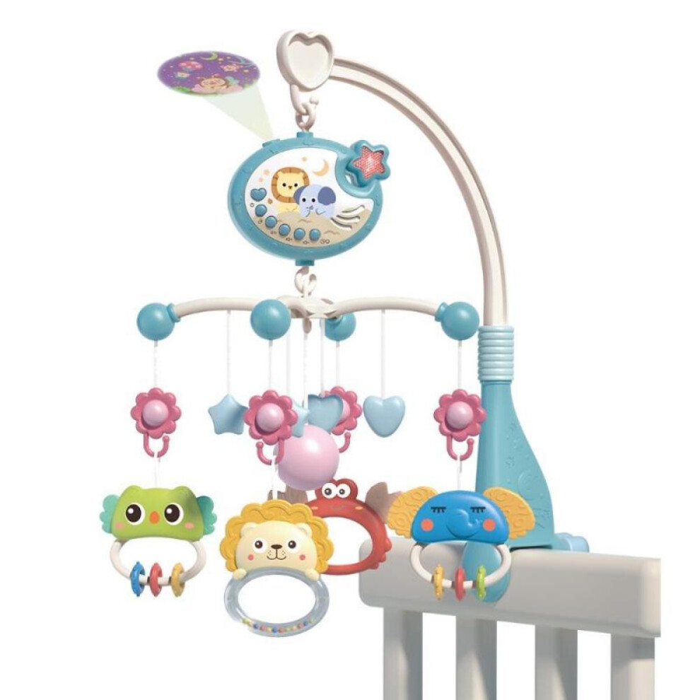 (blue, 1pc) Musical Baby Crib Mobile, Hanging Rotating Animals Rattles And Ceiling Light Projector With Stars, Nursery Toys With Melodies