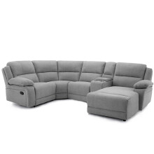 (Light Grey, 4 Seater ) DUBLIN 4 AND 5 SEATER FABRIC CORNER RECLINER SOFA