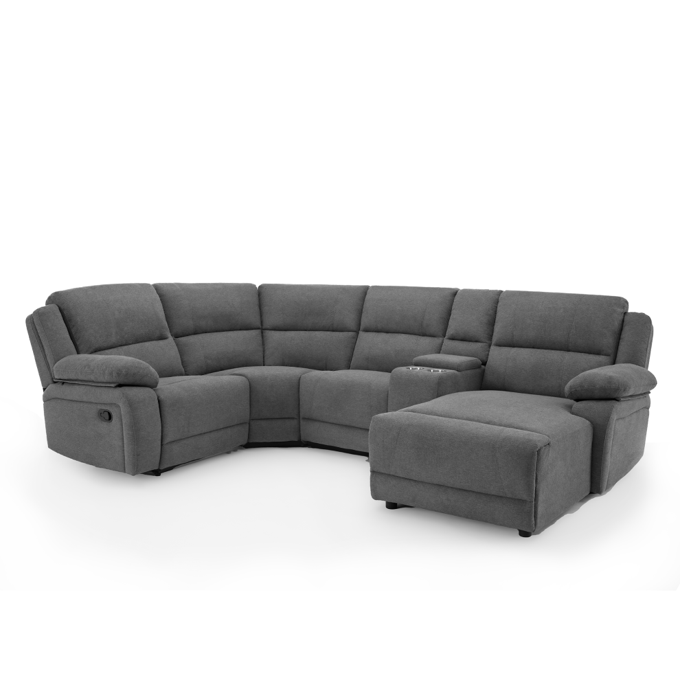 (Dark Grey, 4 Seater ) DUBLIN 4 AND 5 SEATER FABRIC CORNER RECLINER SOFA