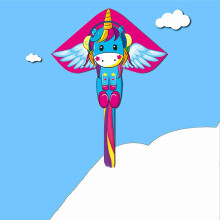 (Cartoon Horse) 1.4m 3d Dragon Mermaid Peacock Parrot Kite For Kids Nylon Kitetoys Fly Kites
