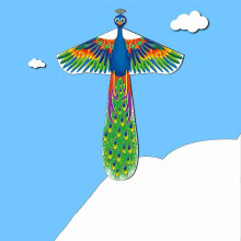 (Peacock) 1.4m 3d Dragon Mermaid Peacock Parrot Kite For Kids Nylon Kitetoys Fly Kites