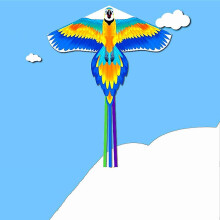 (Parrot) 1.4m 3d Dragon Mermaid Peacock Parrot Kite For Kids Nylon Kitetoys Fly Kites