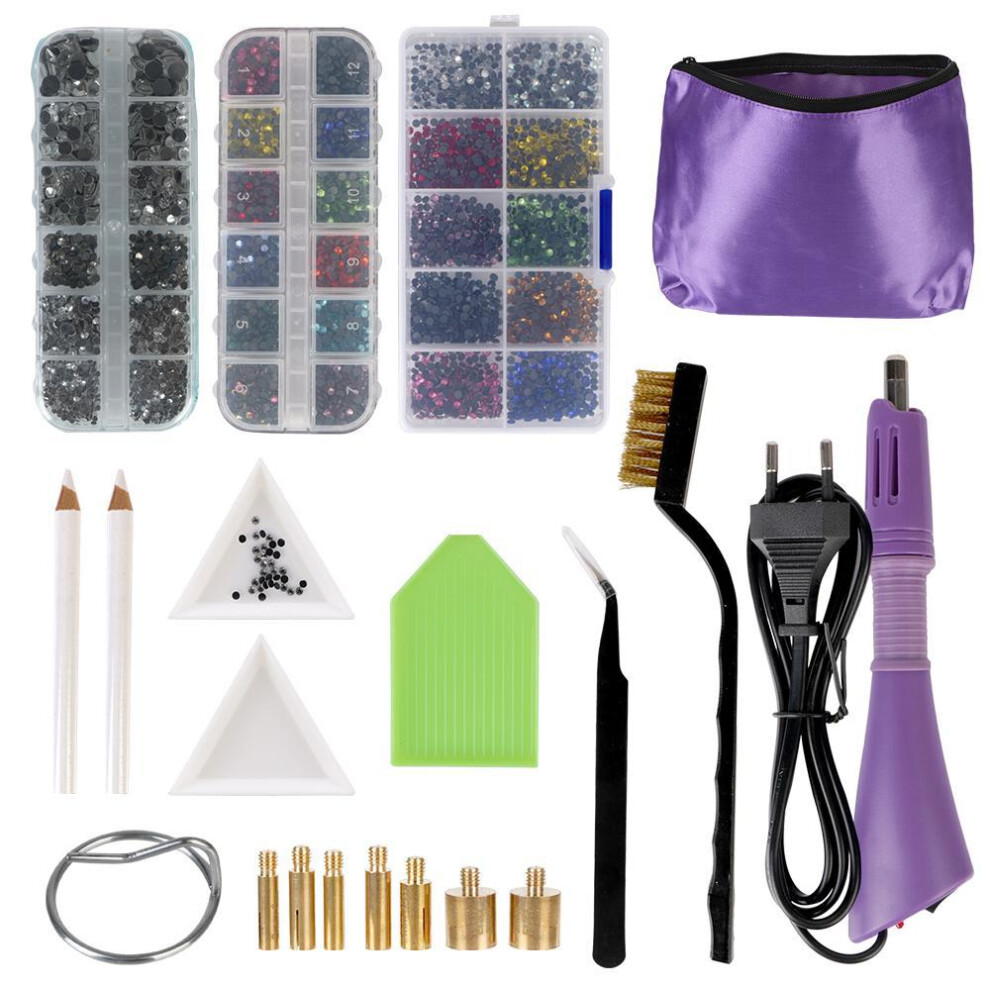 Crystal Glass Hotfix Rhinestone Applicator Eu Plug Rhinestone Heat-fix Tool Gun Hot Fix Rhinestones Set Diy Decoration For Cloth Phone Case