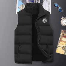 (Black 03, Asian Size 5XL) Men's Luxury Jott Letters Print Vest Jacket Sleeveless Male Cotton Filling Coats Ultra Thin Warm Lightweight Man Brand Waistcoat