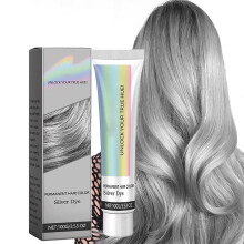 2-in-1 Silber-Haarfarbe mit Essence-Extrakt, permanente Farbe – silbergraue, metallische Tönung für glänzendes Haar