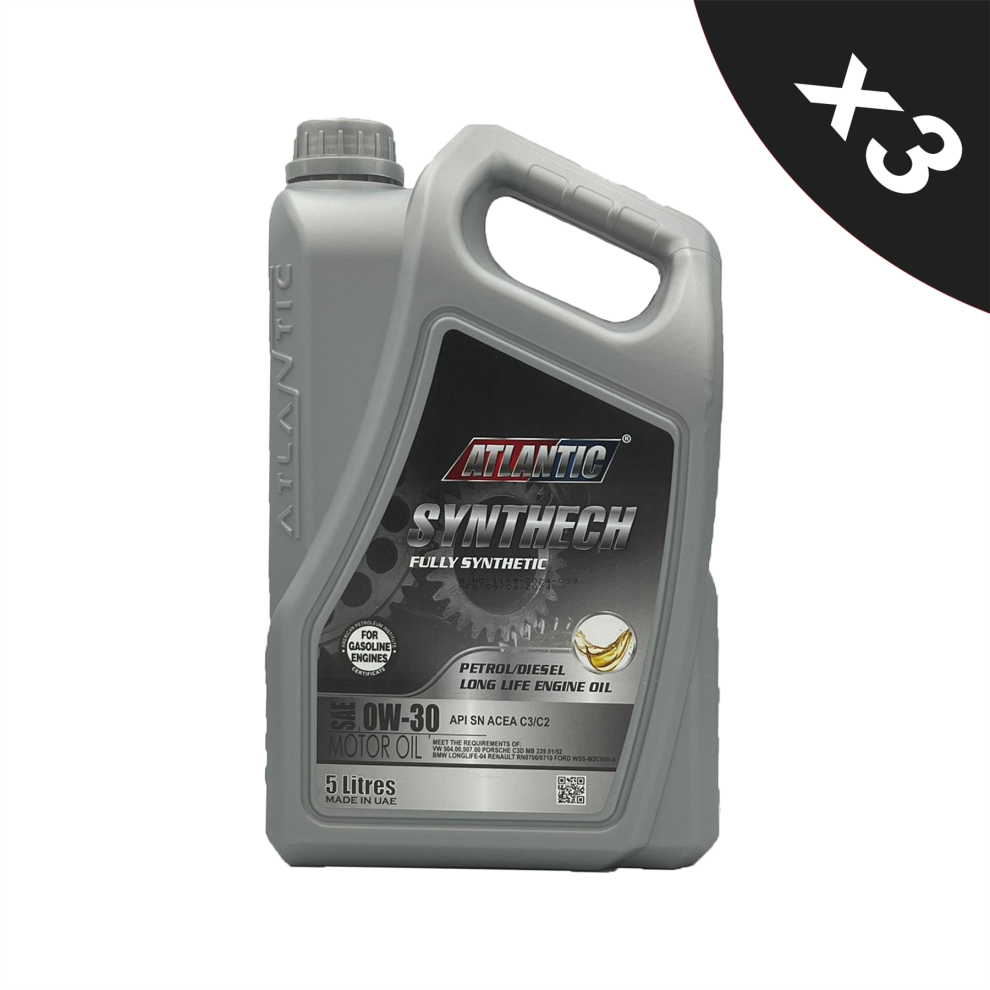 Atlantic 0W-30 Fully Synthetic Engine Oil Api Sn, Acea C2,C3 Vw 504/507 3X5l 5056820524016