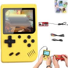 (Yellow) Retro Video Game Console Handheld, 400 Games In 1 Device,over 400 Nostalgic Games, Support 2 Players Play On Tv