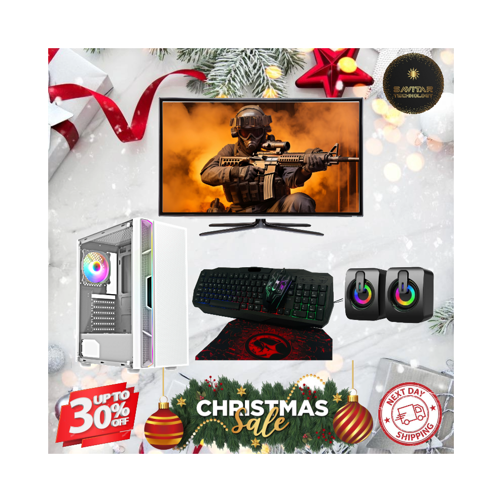 Fast Gaming Pc Bundle Luna Core I3 Gt 710 2Gb 16Gbram 128Gb +1Tb White 5065022419037