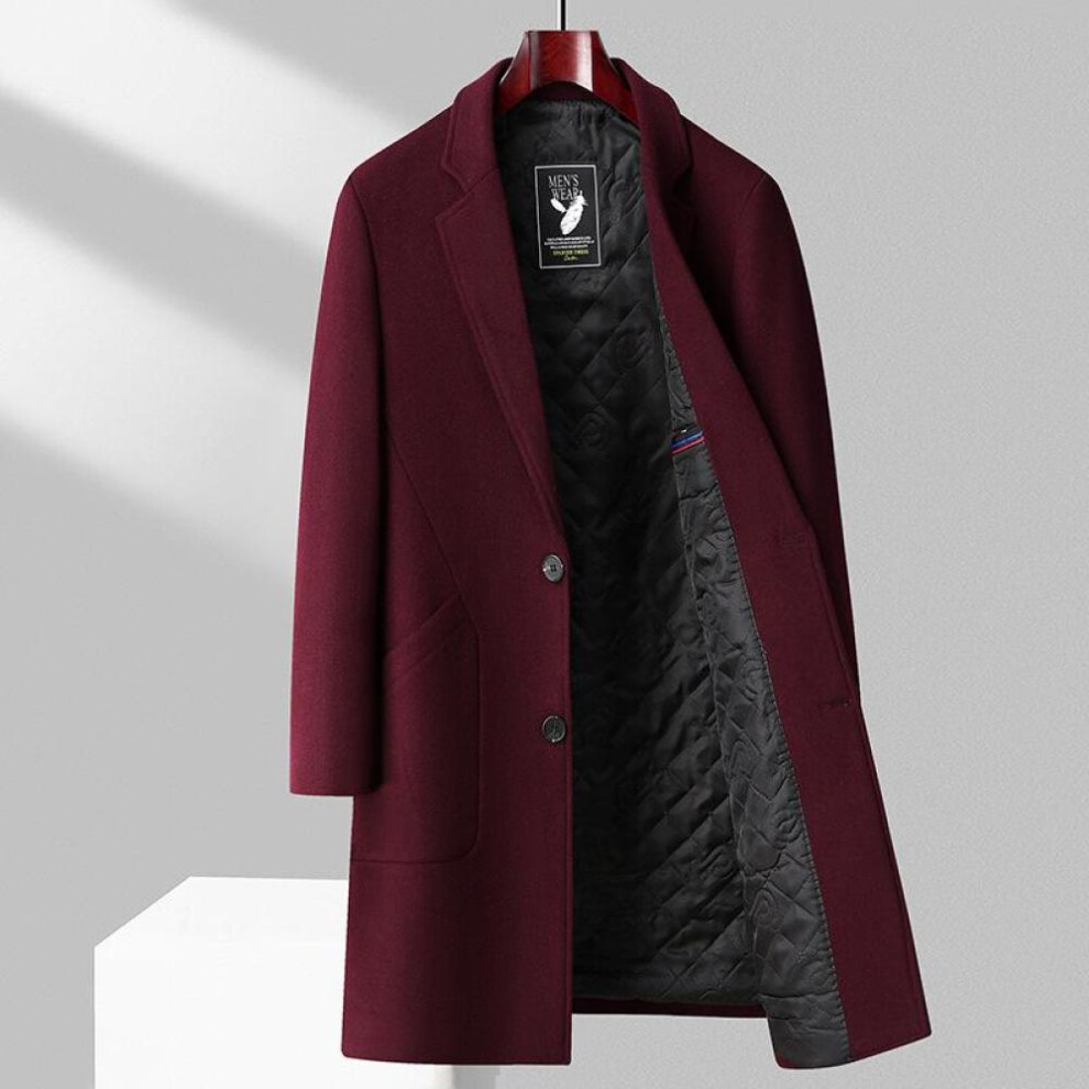 (red, 4XL) Men&apos;s Red Spring Winter Wool Woollen Long Trench Coat Windbreaker Jacket For Men Overcoat Down Coat Korean Autumn Clothes 2023