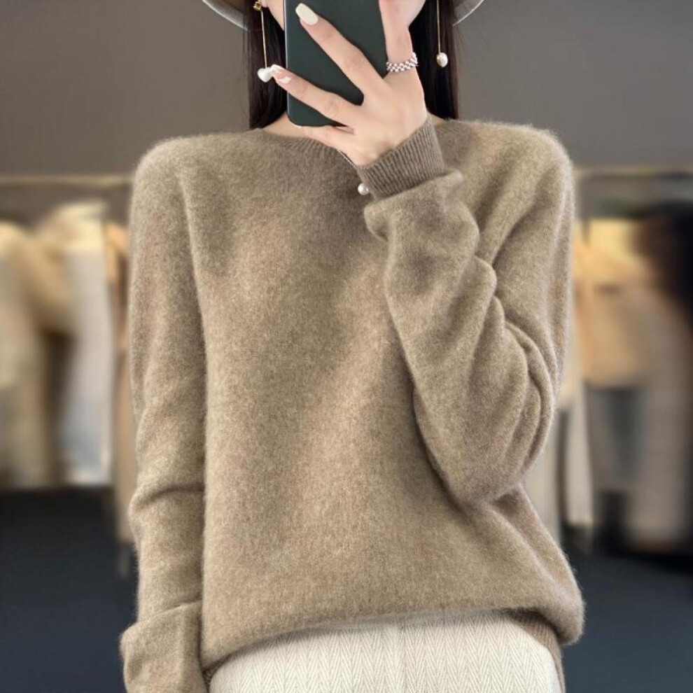 (khaki, S) Cashmere Sweater Women's Sweater Autumn And Winter Wool Fashion O-neck Autumn Warm Pullover Top