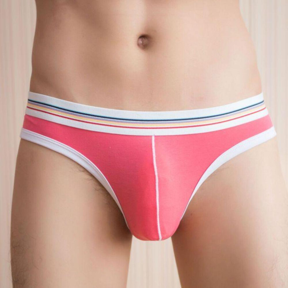 (watermelon red, XL) Wtempo Men Briefs Cotton Man&apos;s Underpants Men&apos;s Underwear Brief Penis Breathable Bikini U Convex