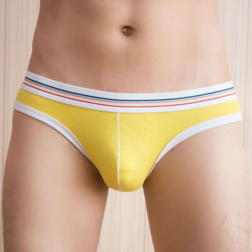 (yellow, XL) Wtempo Men Briefs Cotton Man&apos;s Underpants Men&apos;s Underwear Brief Penis Breathable Bikini U Convex