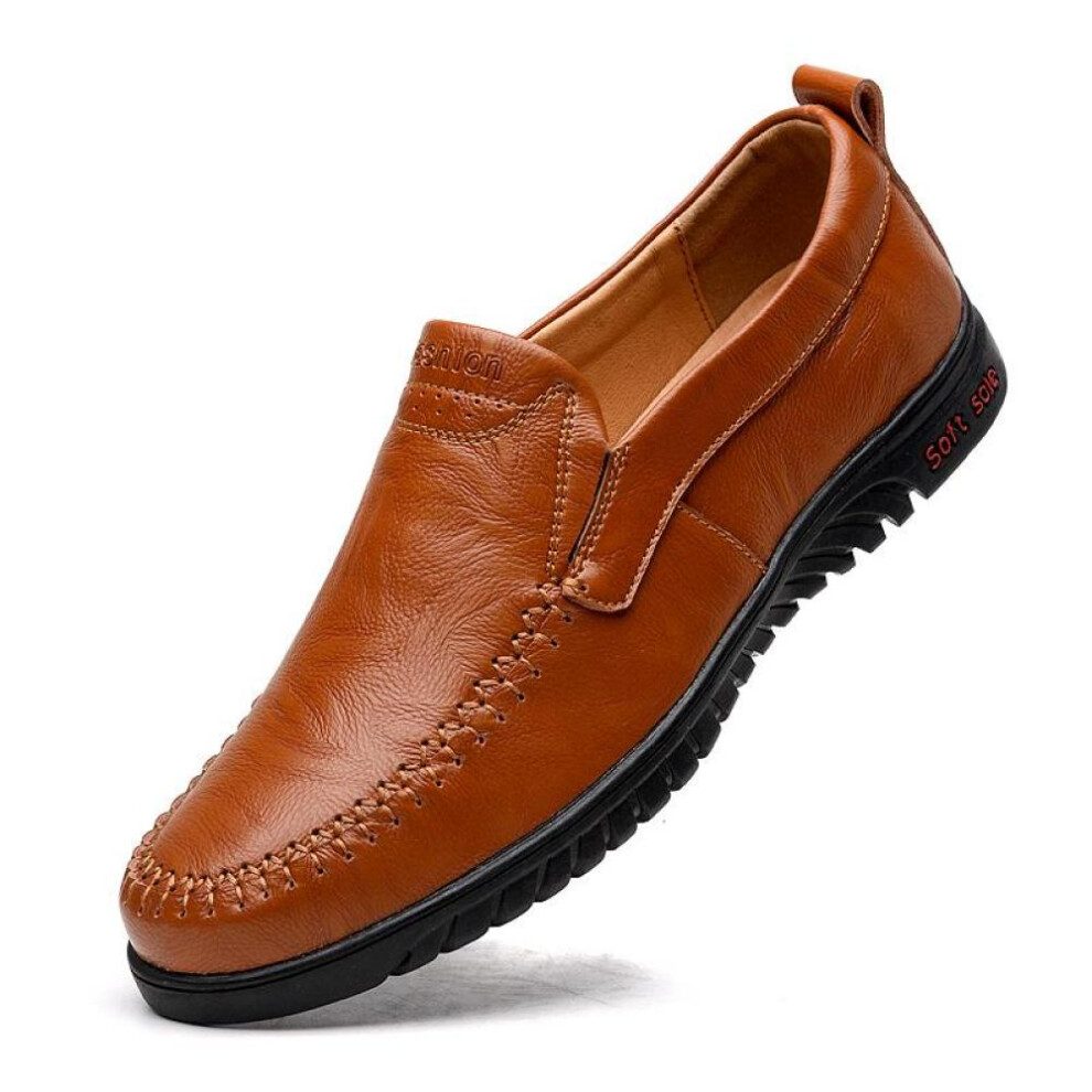 (red,brown, 41) Men&apos;s Casual Shoes Handmade Leather Shoes Large Size Mens Driving Shoes