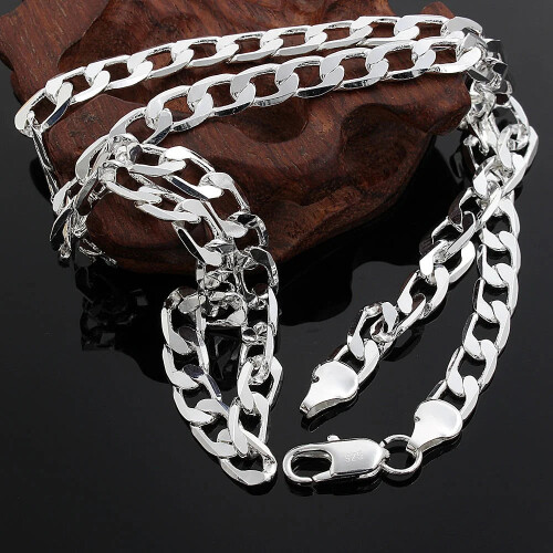 (18 inches) Classic Mens 925 Sterling Silver Necklace High Quality 8MM 2
