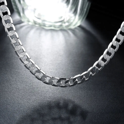 (18 inches) Classic Mens 925 Sterling Silver Necklace High Quality 8MM 1