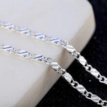 (16 inches 40 cm) 925 Sterling Silver 2MM Flat Clavicle Chains Necklaces for Men Women
