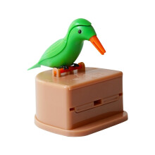 (Green bird brown) 1Pc New Small Bird Toothpick Container Automatic Toothpick Dispenser Toothpick Holder Home Decoration Kitchen Accessories