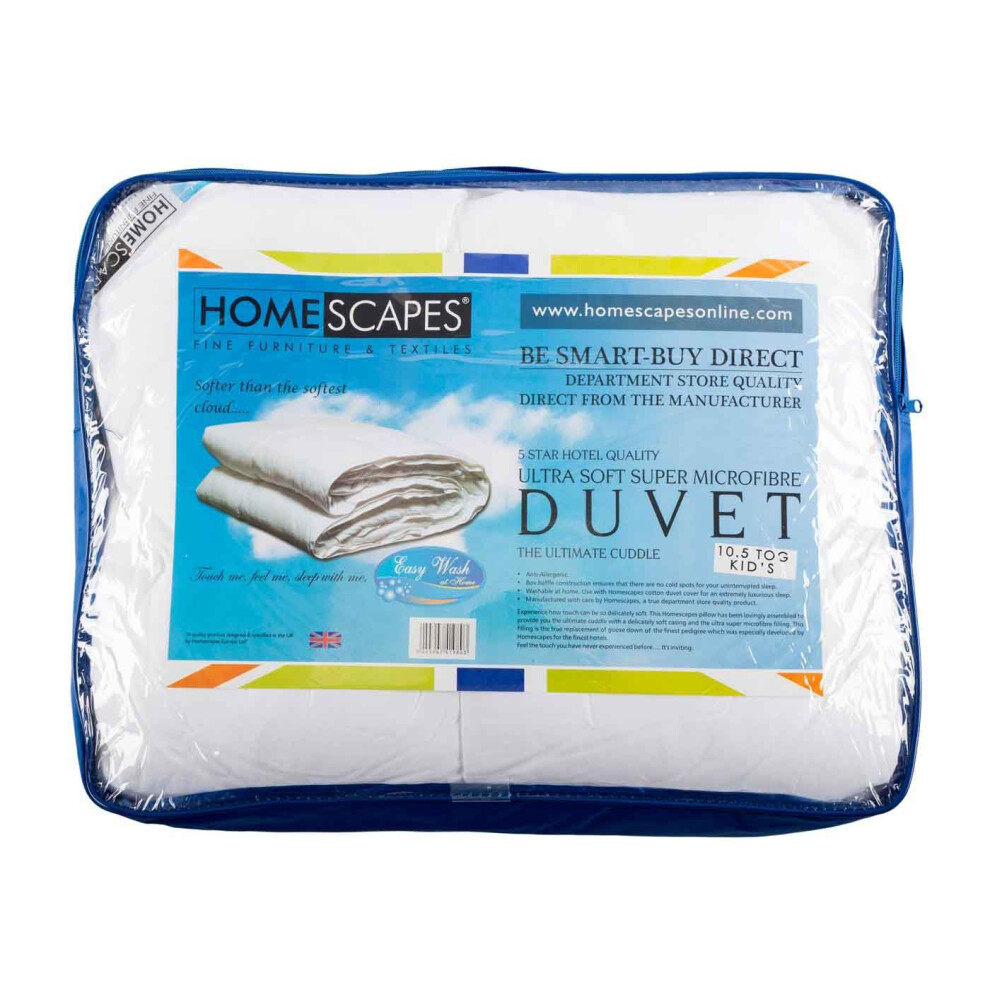 Homescapes Kids 10.5 Tog Super Microfibre Duvet White