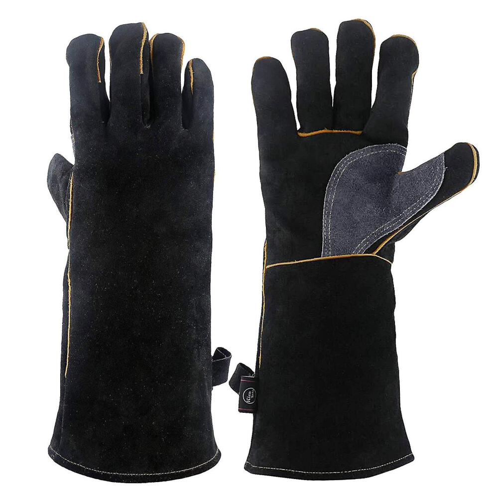 (16 Inch) Extreme Heat Fire Resistant Gloves Leather With Kevlar Stitching For Fireplace, Stove, Oven, Grill, Welding, Bbq,Elrosa 8795863205342