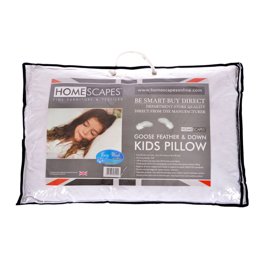 Homescapes Kids Goose Feather & Down 40 x 60 cm Toddler Pillow