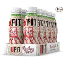 UFIT High 25g Protein Shake Raspberry Ripple Flavour Fat Free No Added Sugar Lactose Free Ready to Drink 10 x 330ml (Packaging May Vary)