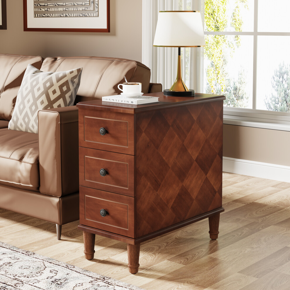 Tribesigns Wood End Table, Fully Assembled, Side Table with Drawers