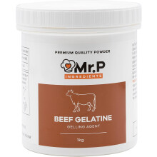 Mr.P Ingredients Beef Gelatine 1 Kg 250 Bloom Powder Unflavoured Stabiliser Gelling Aerating Agent Instant Halal Gluten Free Non-GMO (Recyclable Pot)