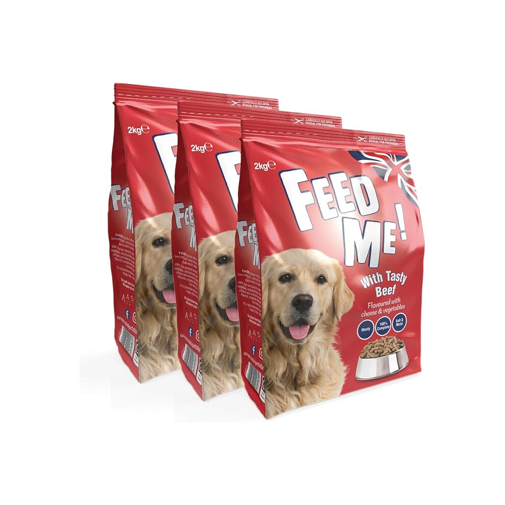HiLife FEED ME! - Complete Dry Dog Food - Tasty Beef Cheese Vegetables - Soft, Moist & Meaty, 6kg