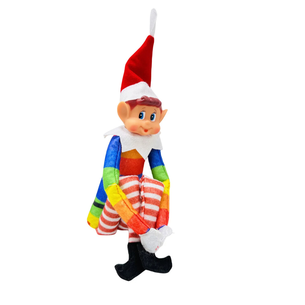 (Multicolour) 40cm christmas elf behaving  plush toy