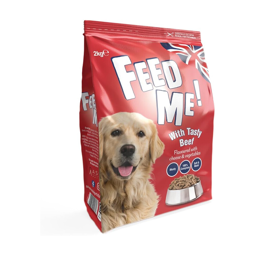 HiLife FEED ME! - Complete Dry Dog Food - Tasty Beef Cheese Vegetables - Soft, Moist & Meaty, 8kg