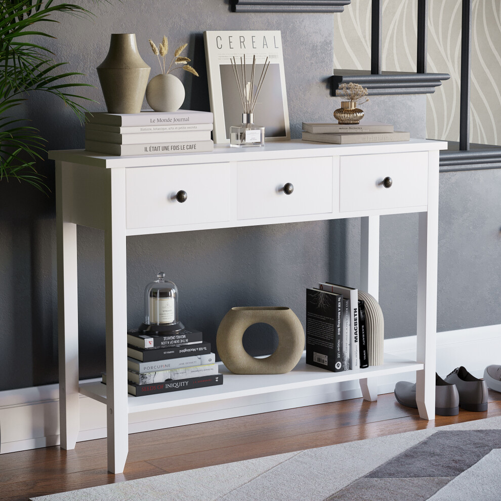Windsor 3 Drawer Console Table Hallway Storage