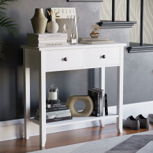 Windsor 2-Drawer Console Table - Hallway Storage, 80cm Wide (H74 x W80 x D30 cm) - 333643