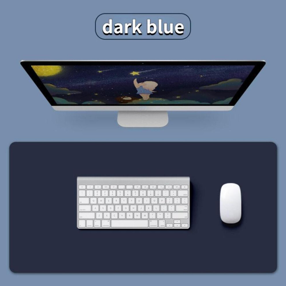(dark blue, 70*40cm) Plus Size Office Desk Protector Mat Pu Leather Waterproof Mouse Pad Desktop Keyboard Desk Pad Gaming Mousepad Pc Accessories