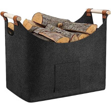 2024,wood Basket for Firewood Xxl Firewood Basket Felt with Non Slip Handles And Front Pocket Extra Large Firewood Basket Wood Basket 45 * 32 * 40cm-h