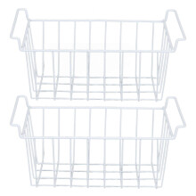 (41.5X24.5X20CM) 2pcs Freezer Wire Storage Basket Organizer Bin Hanging Metal Rack With Pe Coating L
