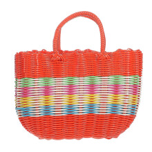 1PC Vegetables Basket Plastic Woven Shopping Basket Gift Basket (Size M Random Color)