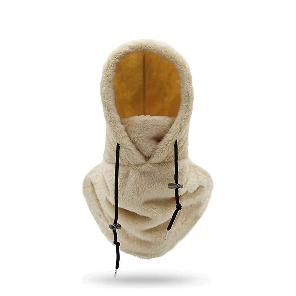(Khaki) Sherpa Hood Ski Mask Winter Balaclava Hats Cold Weather Windproof Adjustable Warm Hood Cover Hat Cap Scarf 8795863227788