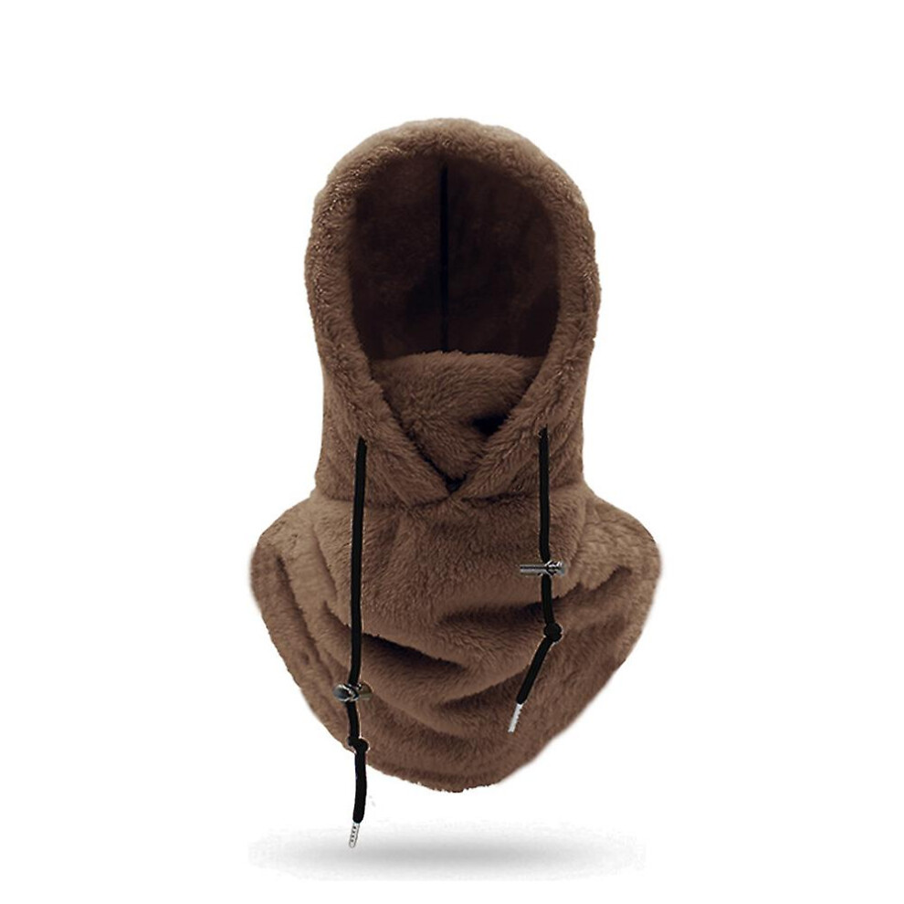 (Dark ) Sherpa Hood Ski Mask Winter Balaclava Hats Cold Weather Windproof Adjustable Warm Hood Cover Hat Cap Scarf Brown 8795863227801