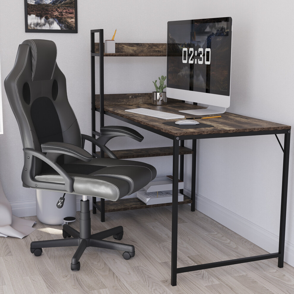 (Grey) Coma Racing Gaming Chair Home Office Study UKFR