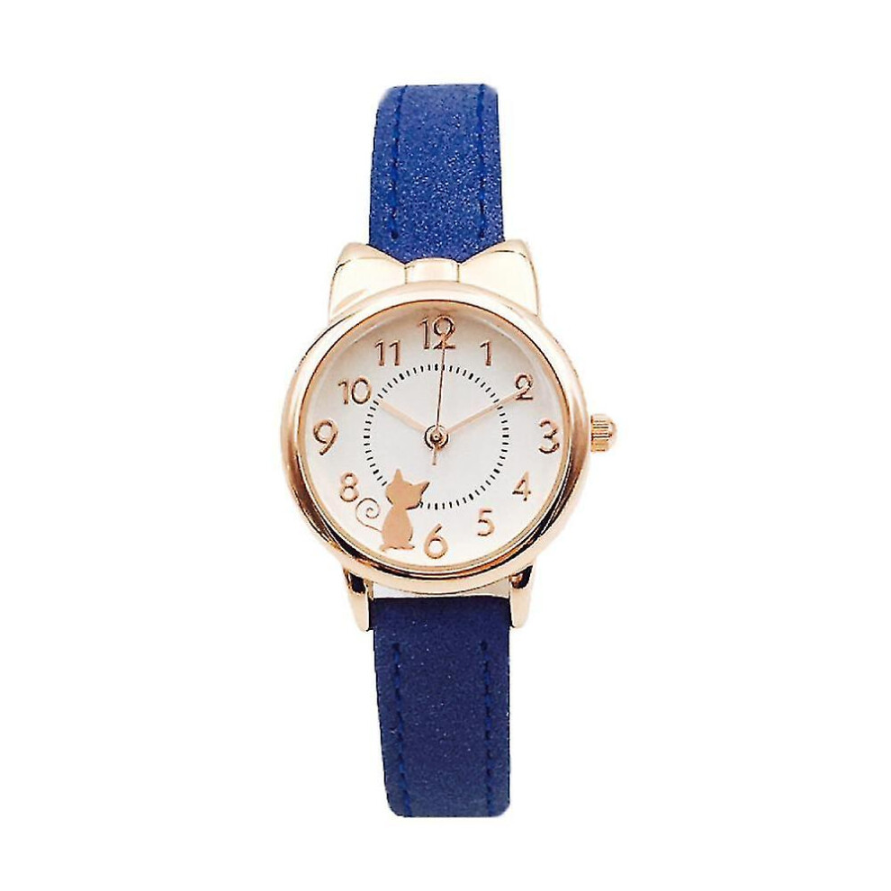 Girl Watch Watch Cat Multi-color Quartz Watches Clocks for Girl Wristwatch Rosette Watches Colorful Student Watches for Girls (color : Gold-blue)