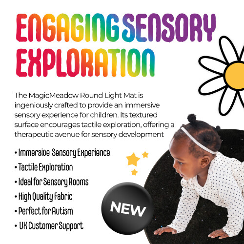 MagicMeadow Round Sensory Light Mat | Interactive Coloured Light Rug 1