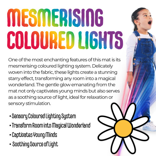 MagicMeadow Round Sensory Light Mat | Interactive Coloured Light Rug 2