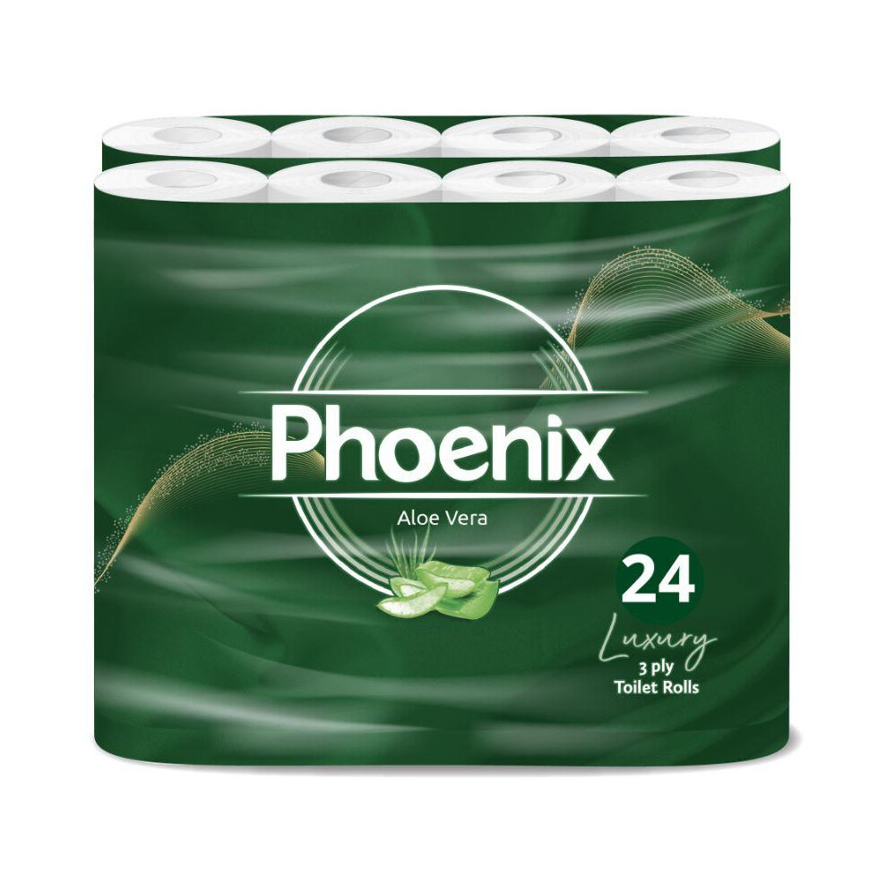 24 Rolls Aloe Vera 3 Ply Phoenix Quilted Toilet Tissue