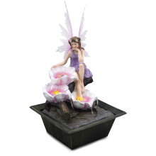(Fairy Fountain) GEEZY Indoor Tabletop Water Features with LED Lights Polyresin Fountains Home Decor
