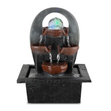 (Cascading Fountain) GEEZY Indoor Tabletop Water Features with LED Lights Polyresin Fountains Home Decor