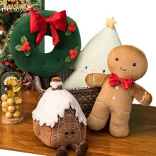(see choose option, 30cm reindeer) Christmas Ginger Bread Plush Toy Stuffed Chocolate Cookie House Shape Decor Doll Funny Xmas Tree Party Decor Cushion Pillow