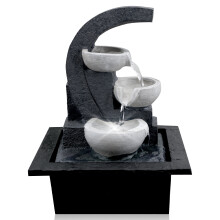 (White Bowls Fountain) GEEZY Indoor Tabletop Water Features with LED Lights Polyresin Fountains Home Decor